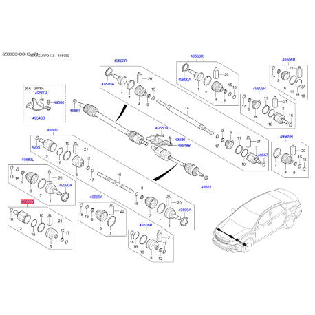 Шарнірний комплект приводного вала лівий 49582-D4100 Mobis - 49582D4100 - схема з каталогу 49505B, KEURPD418 49582D4100