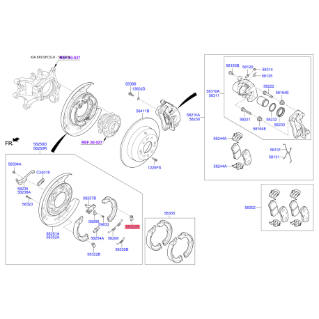 Подпружинненый стопорный штифт, тормозная колодка 58322-3J000 Mobis - 583223J000 - схема с каталога 58322B, KRUSPC518 583223J000