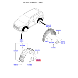 Брызговик передний правый 86832-D3000 Mobis