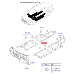 Шумоизоляция (виброизоляция) моторного отсека левая 84135-C1000 Mobis