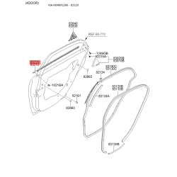 Ущільнювач (прокладка), бічне скло правий 83220-2F001 Mobis