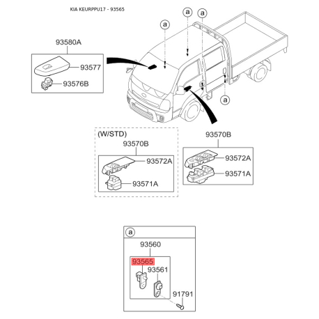 Вимикач 93561-3B100 Mobis - 935613B100 - схема з каталогу 93565, KEURPPU17 935613B100