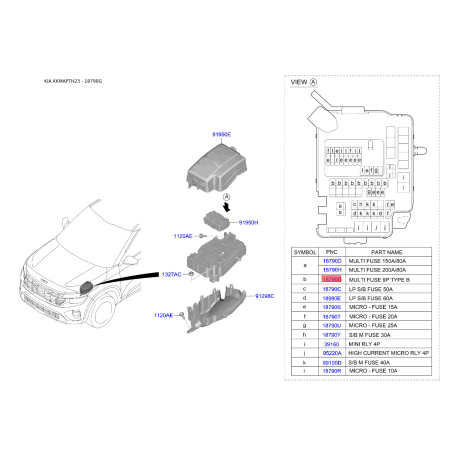 Запобіжники 18980-09630 Mobis - 1898009630 - схема з каталогу 18790G, KKMAPTH23 1898009630