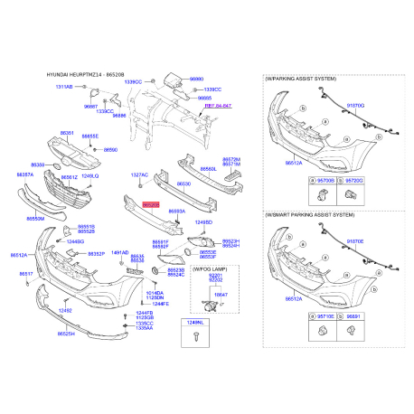 Абсорбер (пена, амортизатор) бампера 86520-2Y000 Mobis - 865202Y000 - схема с каталога 86520B, HEURPTMZ14 865202Y000