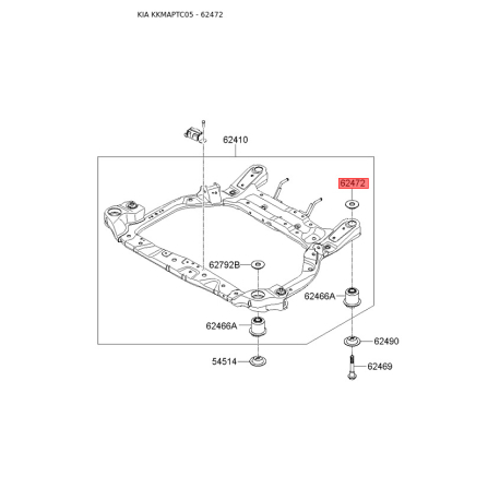 Шайба сайлентблока поперечної балки 62472-1G010 Mobis - 624721G010 - схема з каталогу 62472, KKMAPTC05 624721G010