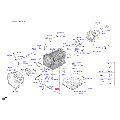 Кільце ущільнювальне маслонасоса АКПП 46131-4C000 Mobis - 461314C000 - схема з каталогу 46131, KEURPPU20 461314C000