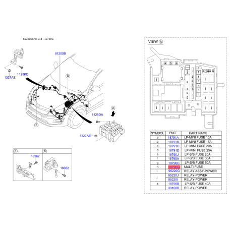 Запобіжники 18790-01315 Mobis - 1879001315 - схема з каталогу 18790G, KEURPTFE14 1879001315