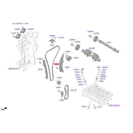 Болт успокоителя 24349-2E000 Mobis - 243492E000 - схема с каталога 24349, CRUSPEU20 243492E000