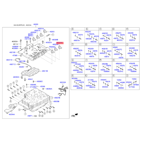 Клапан перемикання, автоматична коробка передач 46201-4C010 Mobis - 462014C010 - схема з каталогу 46201A, KEURPPU20 462014C010