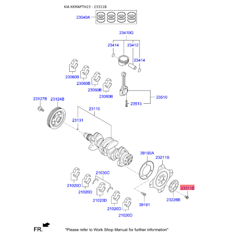 Болт маховика 23311-2E050 Mobis - 233112E050 - схема с каталога 23311B, KKMAPTH23 233112E050