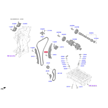 Болт заспокоювача 24349-2B000 Mobis - 243492B000 - схема з каталогу 24349, KKMAPHC23 243492B000