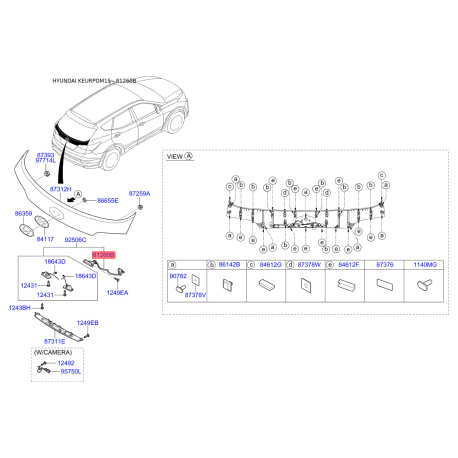Ручка кришки багажника/приміщення для вантажу 81260-2W000 Mobis - 812602W000 - схема з каталогу 81260B, KEURPDM15 812602W000