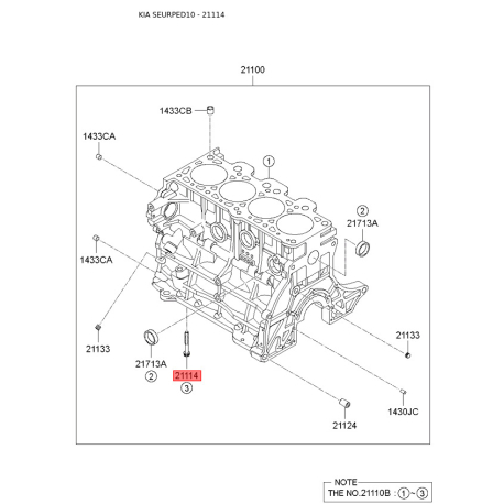 Болт блока цилиндров 21114-27000 Mobis - 2111427000 - схема с каталога 21114, SEURPED10 2111427000