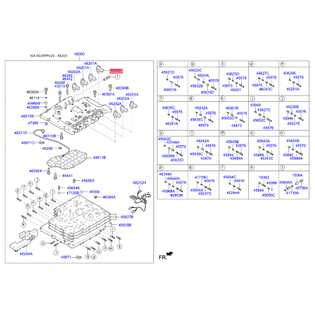 Клапан перемикання, автоматична коробка передач 46203-4C001 Mobis - 462034C001 - схема з каталогу 46203, KEURPPU20 462034C001