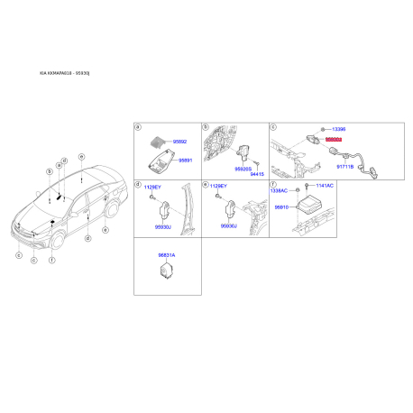 Датчик, система помощи при парковке 95920-D4000 Mobis - 95920D4000 - схема с каталога 95930J, KKMAPA818 95920D4000