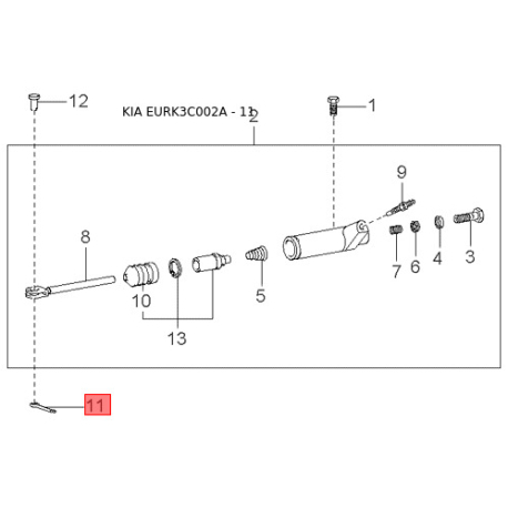 Защёлка (фиксатор) замка двери и крепление 14929-42025 Mobis - 1492942025 - схема с каталога 11, EURK3C002A 1492942025