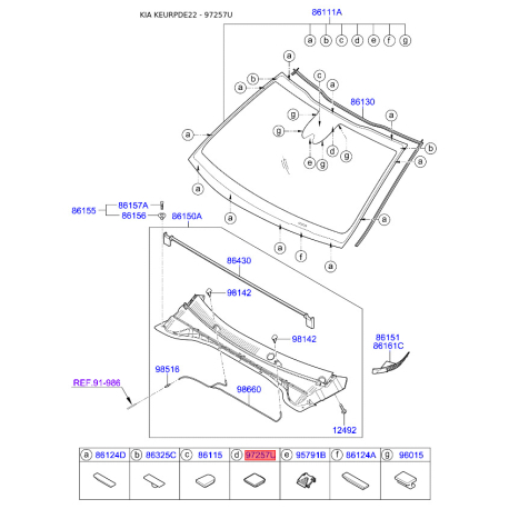 Датчик запотевания ветрового стекла 97257-A8000 Mobis - 97257A8000 - схема с каталога 97257U, KEURPDE22 97257A8000