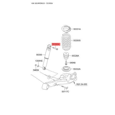 Болт кріплення заднього амортизатора 55393-0X100 Mobis - 553930X100 - схема з каталогу 55395A, SEURPDN10 553930X100