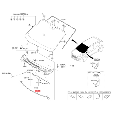 Шумоизоляция (теплоизоляция) капота 86430-A7000 Mobis - 86430A7000 - схема с каталога 86430, KKMAPA716 86430A7000
