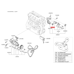 Ролик паразитний (ведучий) поліклінового ременя 25287-25210 Mobis