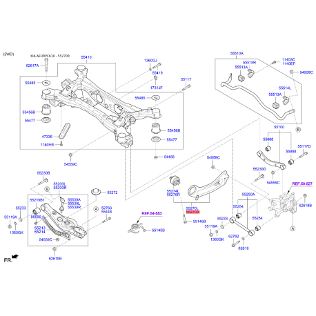 Тяга задней подвески продольная правая 55280-C5050 Mobis - 55280C5050 - схема с каталога 55270R, AEURPC618 55280C5050
