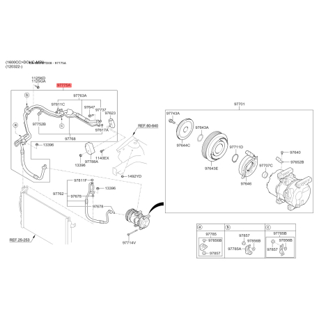 Трубопровід високого/низкого тиску, кондиціонер 97775-1M000 Mobis - 977751M000 - схема з каталогу 97775A, KEURPTD08 977751M000