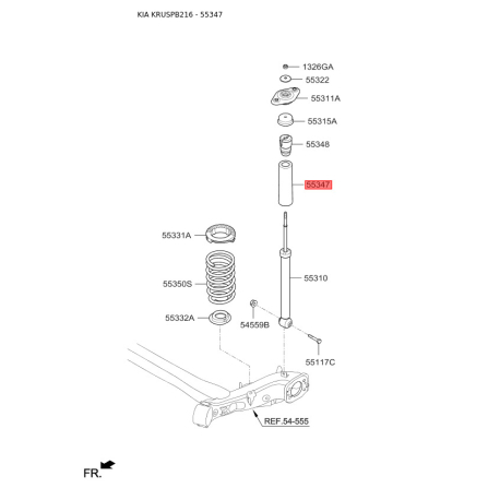 Пылезащитный комплект амортизатора 55316-A4000 Mobis - 55316A4000 - схема с каталога 55347, KRUSPB216 55316A4000