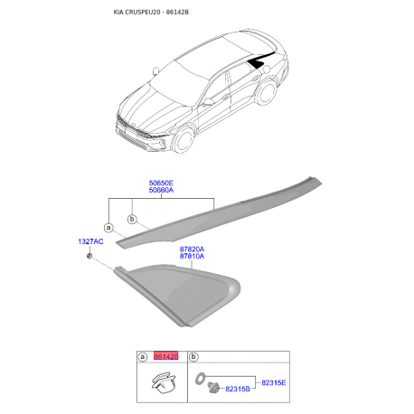 Кріплення обшивки багажника 87852-2T000 Mobis - 878522T000 - схема з каталогу 86142B, CRUSPEU20 878522T000