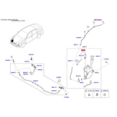 Насос бачка омывателя 98510-2P000 Mobis - 985102P000 - схема с каталога 98510, KEURPA818 985102P000