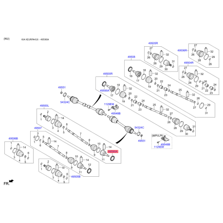 Зубчастий диск імпульсного датчика ABS 49590-2E000 Mobis - 495902E000 - схема з каталогу 49590A, KEURPA416 495902E000