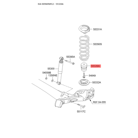 Пилозахисний комплект амортизатора 55348-2K000 Mobis - 553482K000 - схема з каталогу 55326A, KKMAPAM12 553482K000