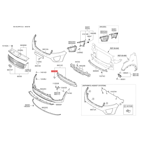 Заглушка бампера 86588-C5000 Mobis - 86588C5000 - схема с каталога 86587B, KEURPC515 86588C5000
