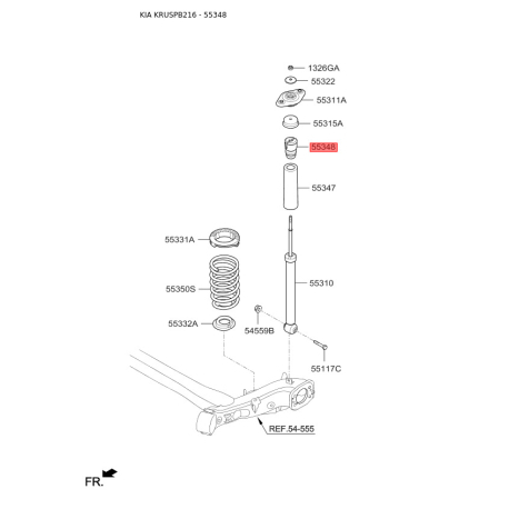 Буфер (отбойник) амортизатора 55348-E4000 Mobis - 55348E4000 - схема с каталога 55348, KRUSPB216 55348E4000