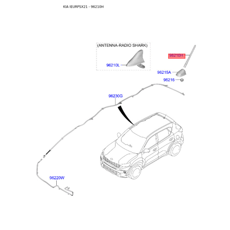 Антенна 96263-2E220 Mobis - 962632E220 - схема с каталога 96210H, IEURPSX21 962632E220