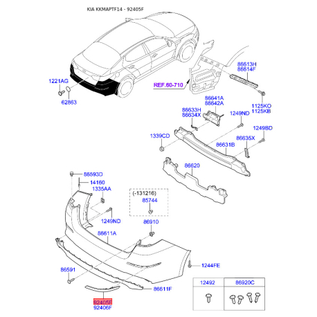 Фонарь задний левый 92405-2T500 Mobis - 924052T500 - схема с каталога 92405F, KKMAPTF14 924052T500