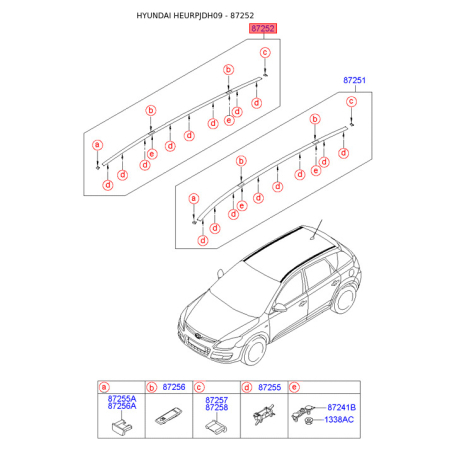 Молдинг крыши правый 87261-2L000 Mobis - 872612L000 - схема с каталога 87252, HEURPJDH09 872612L000