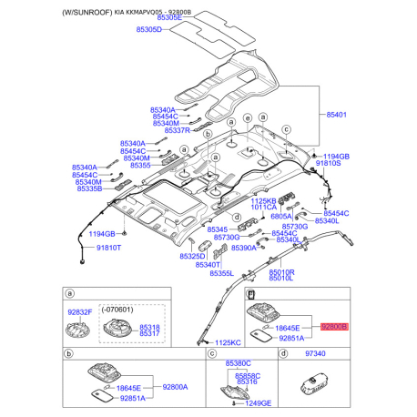 Освещение салона 92870-4D500QW Mobis - 928704D500QW - схема с каталога 92800B, KKMAPVQ05 928704D500QW