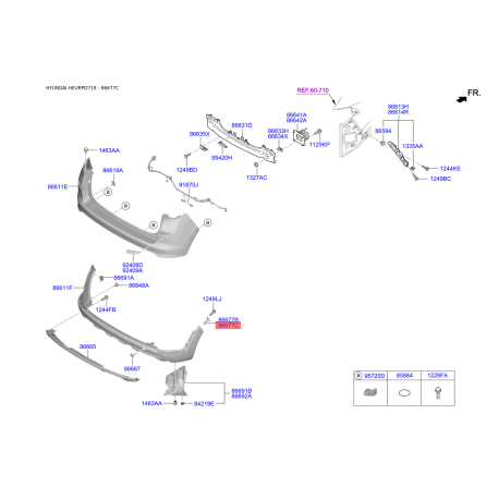 Кронштейн, буфер правый 86678-D7500 Mobis - 86678D7500 - схема с каталога 86677C, HEURPD718 86678D7500