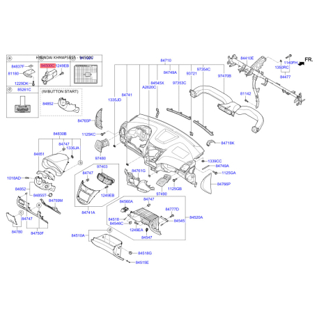 Вимикач 93510-1R000RY Mobis - 935101R000RY - схема з каталогу 94500C, KHMAPSB15 935101R000RY