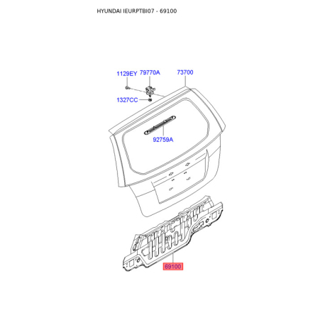 Лонжерон підлоги багажника 69100-1C350 Mobis - 691001C350 - схема з каталогу 69100, IEURPTBI07 691001C350