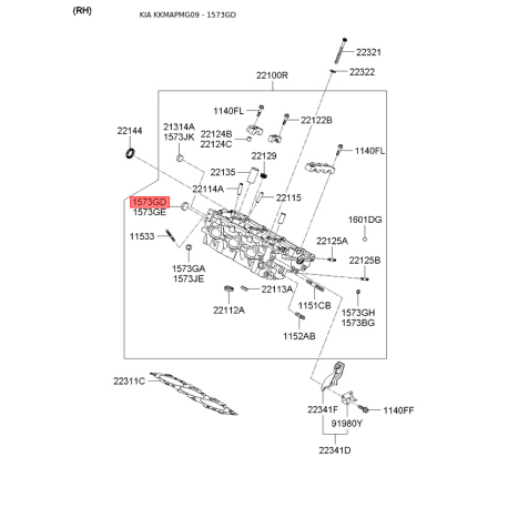 Заглушка двигателя 15732-30003 Mobis - 1573230003 - схема с каталога 1573GD, KKMAPMG09 1573230003