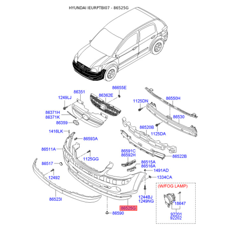 Спойлер 86525-1C300 Mobis - 865251C300 - схема з каталогу 86525G, IEURPTBI07 865251C300