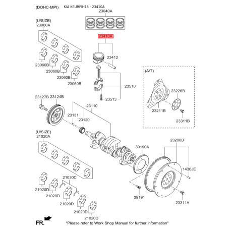 Поршень 23041-2B121 Mobis - 230412B121 - схема з каталогу 23410A, KEURPIH15 230412B121