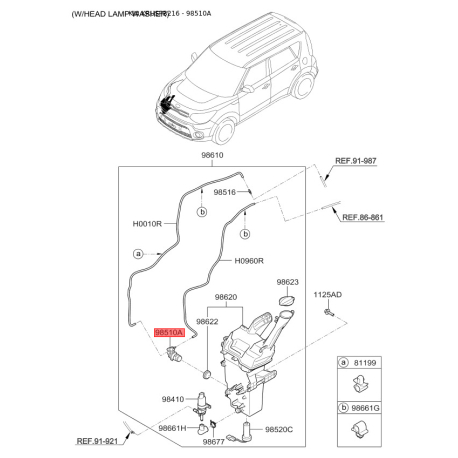 Насос бачка омывателя 98510-B2000 Mobis - 98510B2000 - схема с каталога 98510A, KRUSPB216 98510B2000