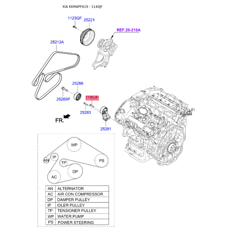 Болт маслосистемы 11406-10456K Mobis - 1140610456K - схема с каталога 1140JF, KKMAPF619 1140610456K