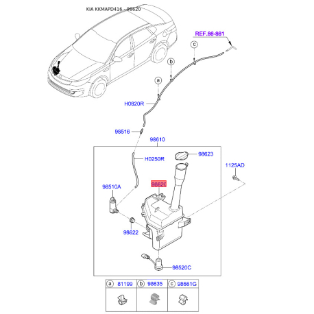 Бачок омивача 98621-D4000 Mobis - 98621D4000 - схема з каталогу 98620, KKMAPD416 98621D4000