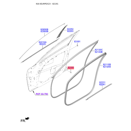 Упор (відбійник) капота 82191-D4000 Mobis - 82191D4000 - схема з каталогу 82191, KEURPEX23 82191D4000