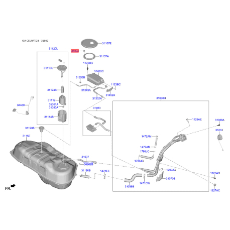 Болт впускной системы 31159-3K000 Mobis - 311593K000 - схема с каталога 31802, CEURPTJ23 311593K000