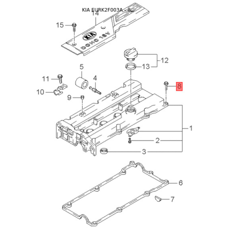 Поворотна вилка, система зчеплення 41431-28002 Mobis - 4143128002 - схема з каталогу 8, EURK2F003A 4143128002