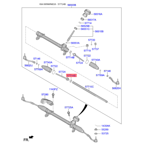 Втулка рейки рулевого механизма 56522-D4000 Mobis - 56522D4000 - схема с каталога 57714B, KKMAPA818 56522D4000